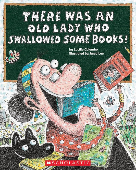 There Was an Old Lady Who Swallowed Some Books! cover image
